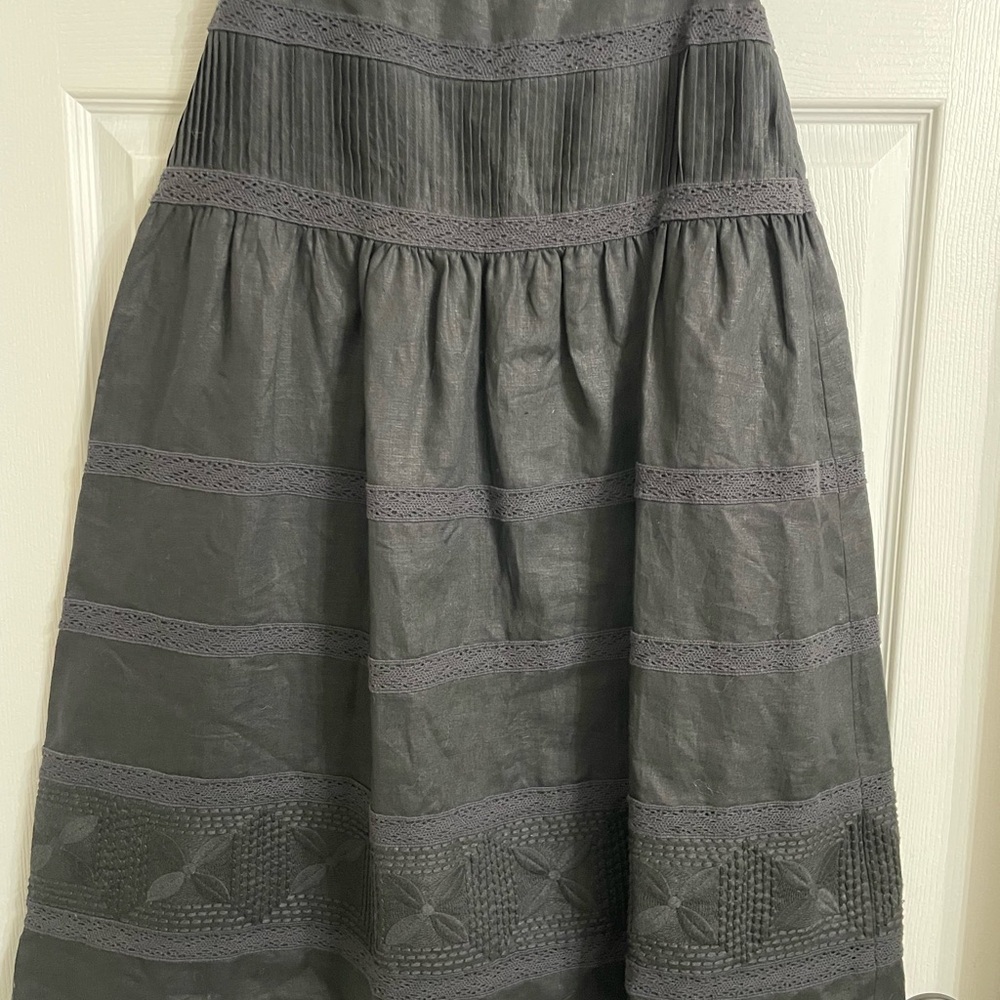 Talbots Black linen tiered skirt